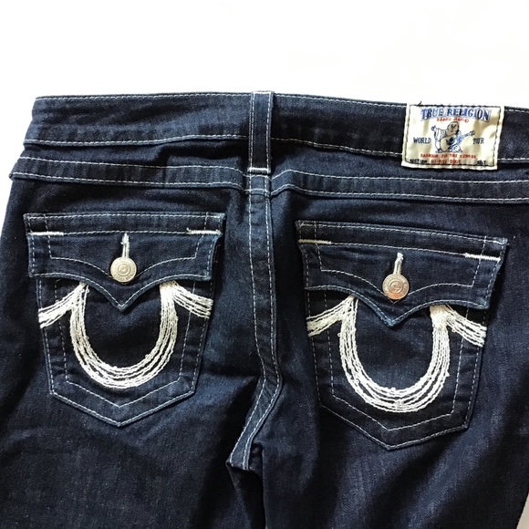 TRUE RELIGION DARK WASH SEQUIN POCKET BOOT CUT JE… - Picture 6 of 16